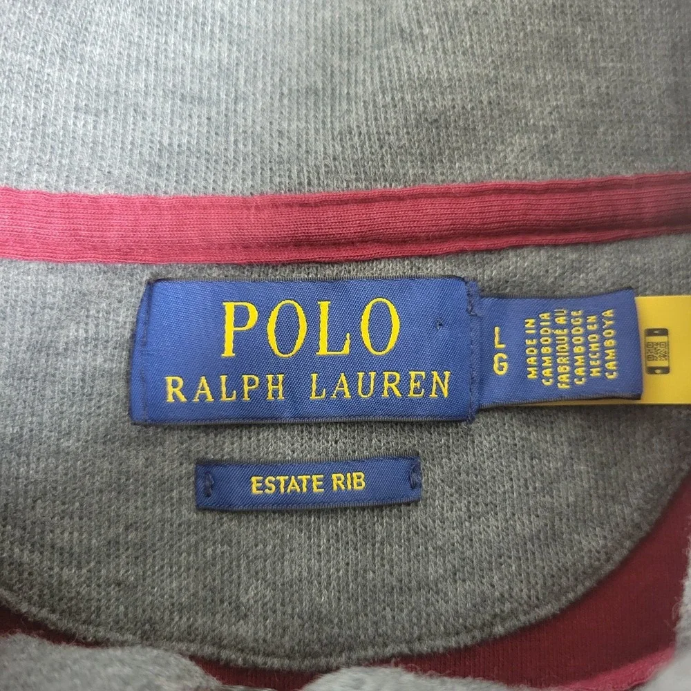 Polo Ralph Lauren Estate Rib Mens Large Solid Red Pony Stretch Knit Quarter Zip